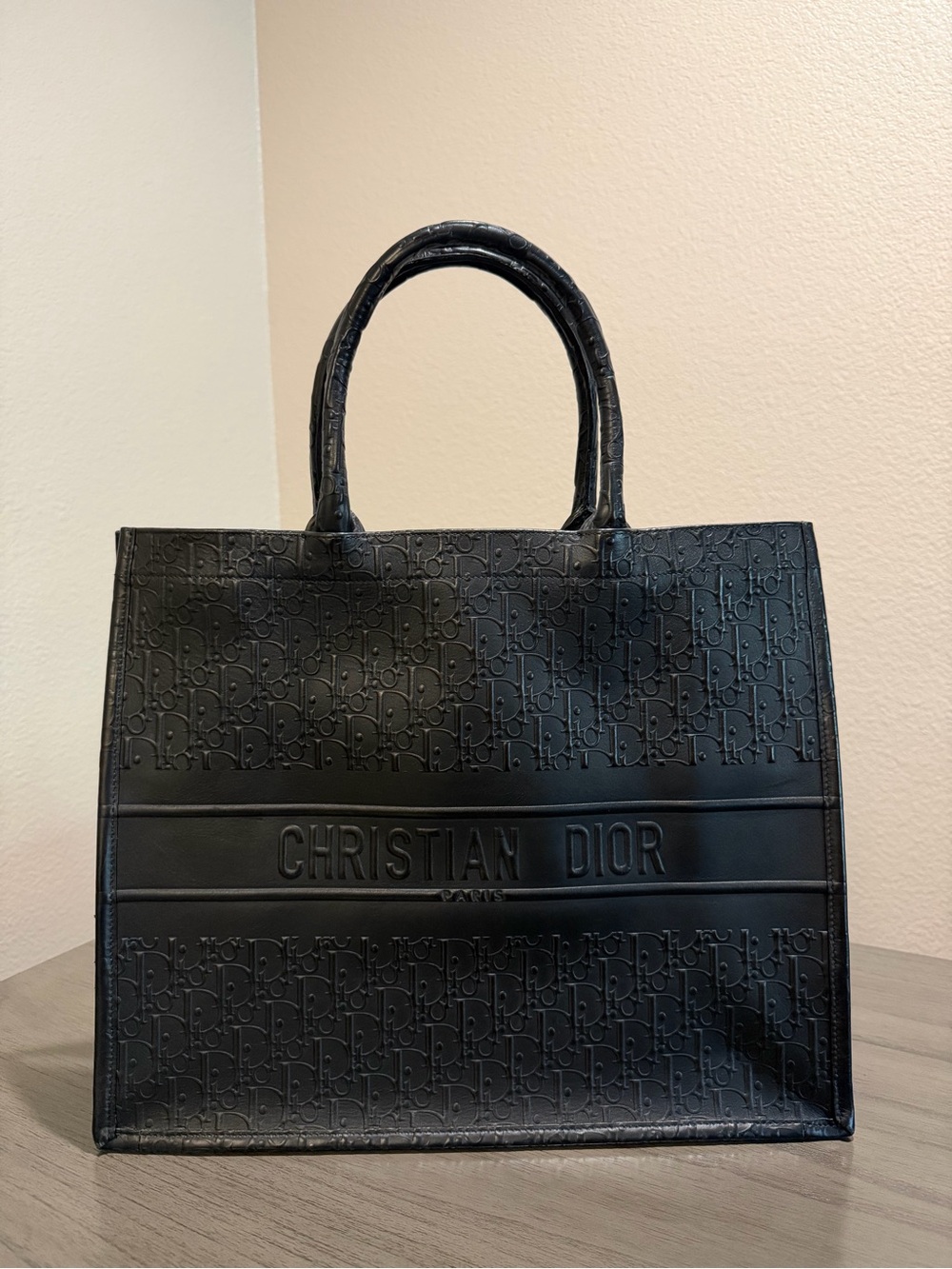 Dior Black Embossed Christian Dior Tote